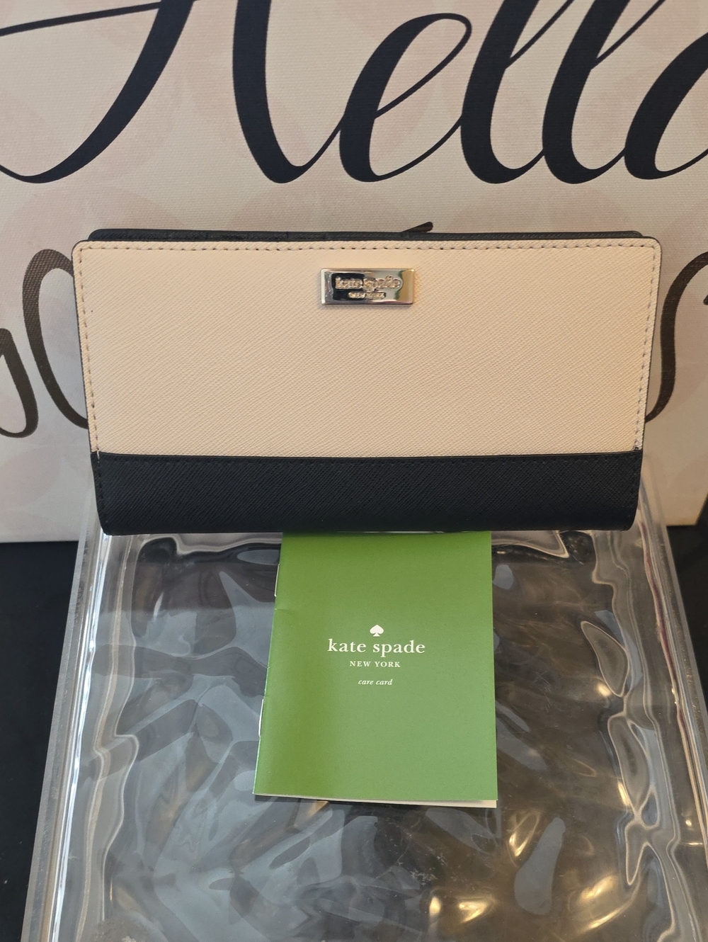 kate spade Bi-Color Cream and Black Zip Wallet